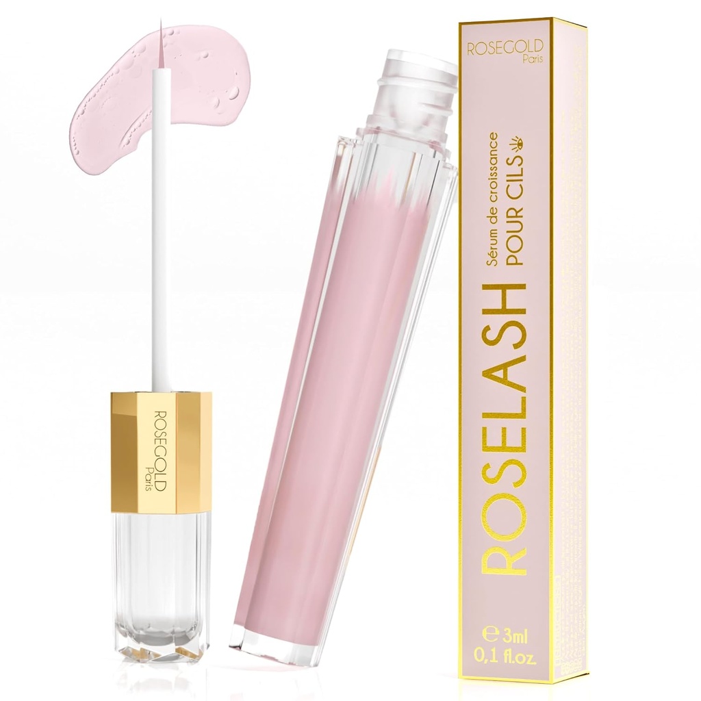 ROSEGOLD ROSELASH ser de creștere pentru mai Fuller, mai mult, mai groase Lashes - 95% Natural Made în Franța - Hormone-Free, Fragrance-Free - Vegan