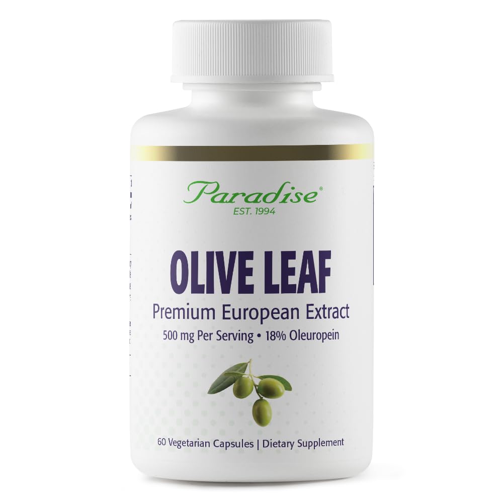 Paradise Herbs Olive Leaf Extract din măslini spanioli andaluzieni, Super Potent, Ultra Pure, Non-GMO, Vegan, Gluten Free, 60 Capsule vegetariene