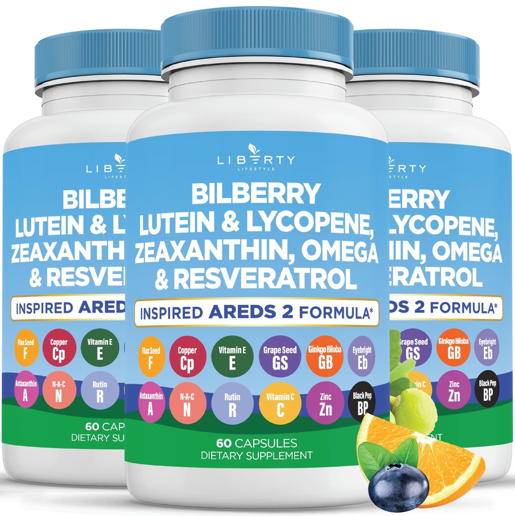 Eye Health Vitamine cu bilberry, lutein & Zeaxanthin, Licopen, Resveratrol, extract de semințe de struguri Astaxanthin- AREDS 2-180 capsule