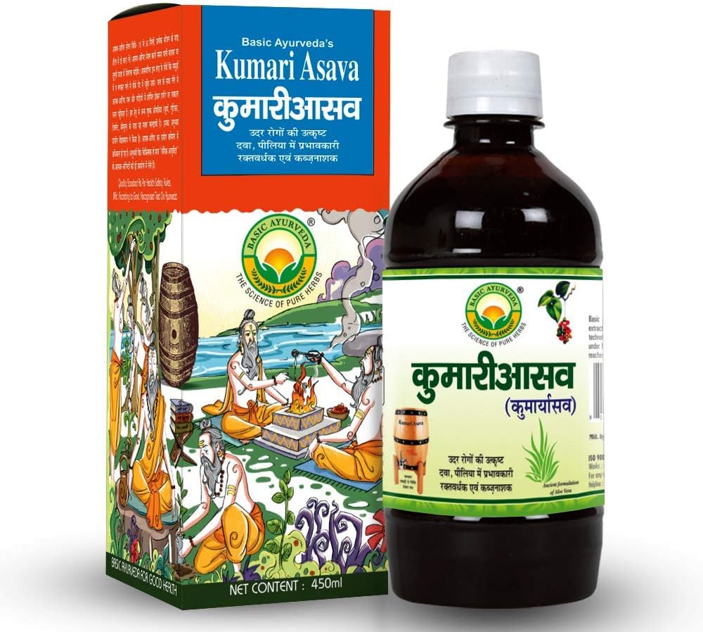 Basic Ayurveda Kumari Asava 450ml eficiente în probleme ale ficatului și îmbunătățirea digestia 