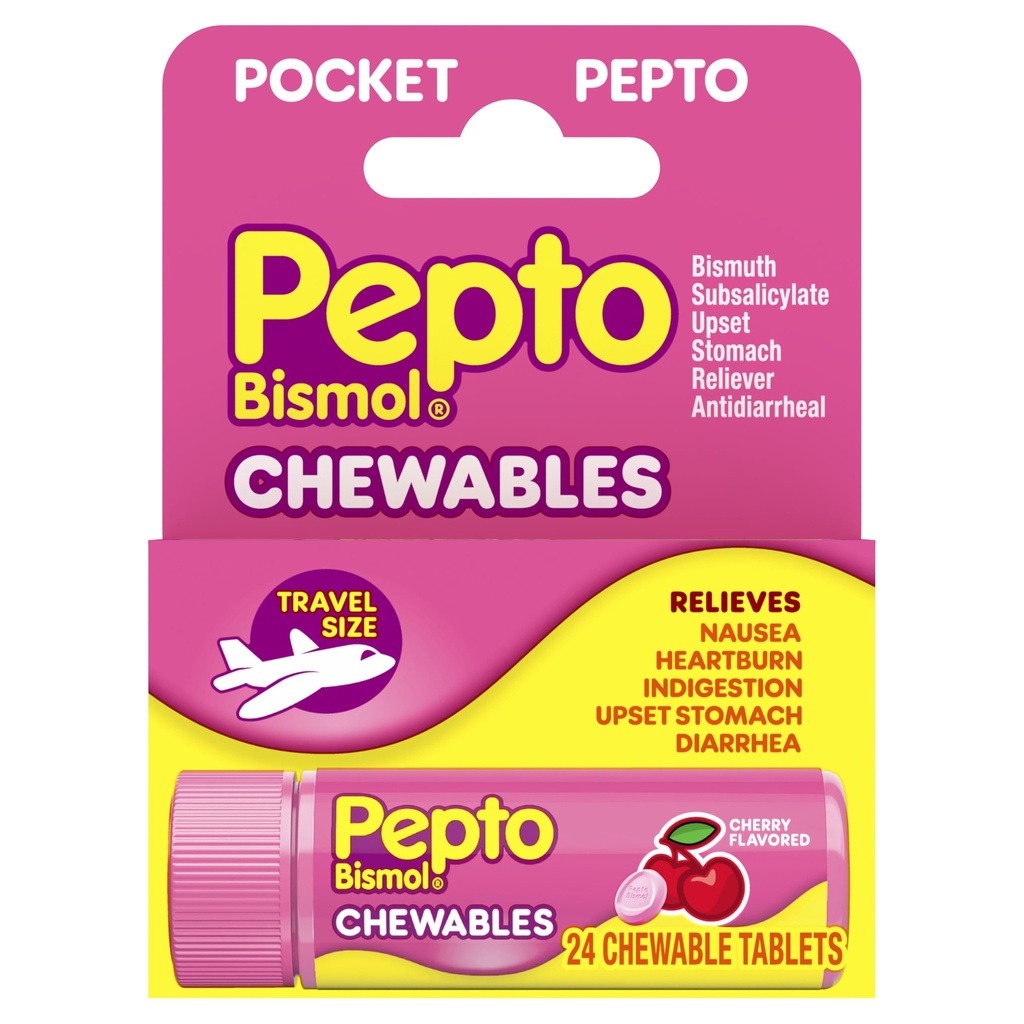 Comprimate masticabile de Pepto Bismol pentru greaţă, arsuri în capul pieptului, indigestie, disfuncţie gastrică şi diaree - 5 Simptom Relief rapid, aromă de cireşe 24
