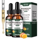 Magneziu Glicinate Picături lichide Supliment, cu magneziu Glicinat 500mg Ashwagandha, L - Theanină, Mușețel -Suport Stress Relief, Os, Muschi, Mood Mango Flavor 2Pack