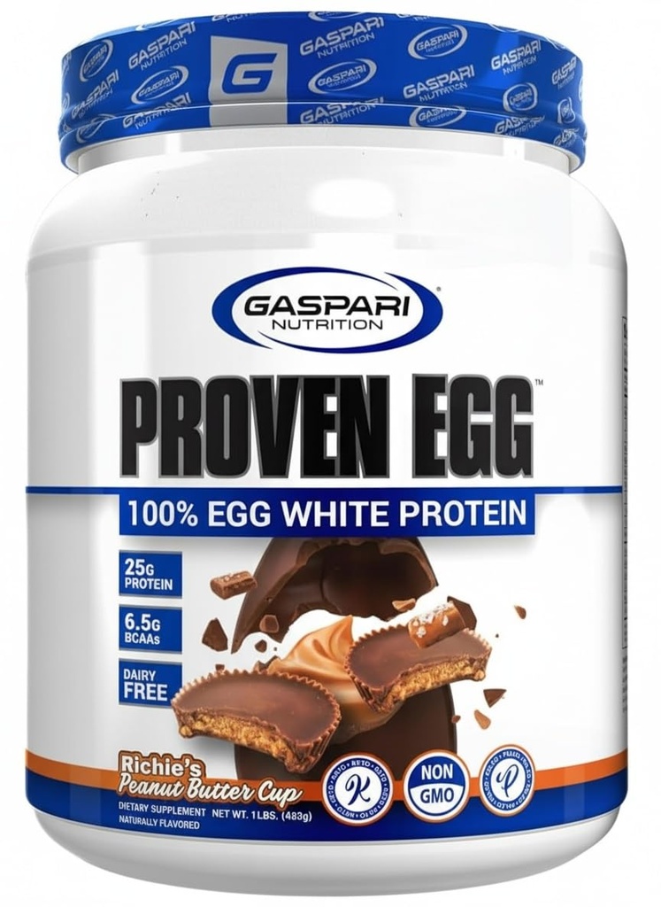 Gazpari Nutritie Ou dovedit, 100% Proteina alba de ou, 25g Proteina, Keto Friendly, Dairy Free, Lactoză Gratuita, Soy Free (1lb, Unt de arahide)
