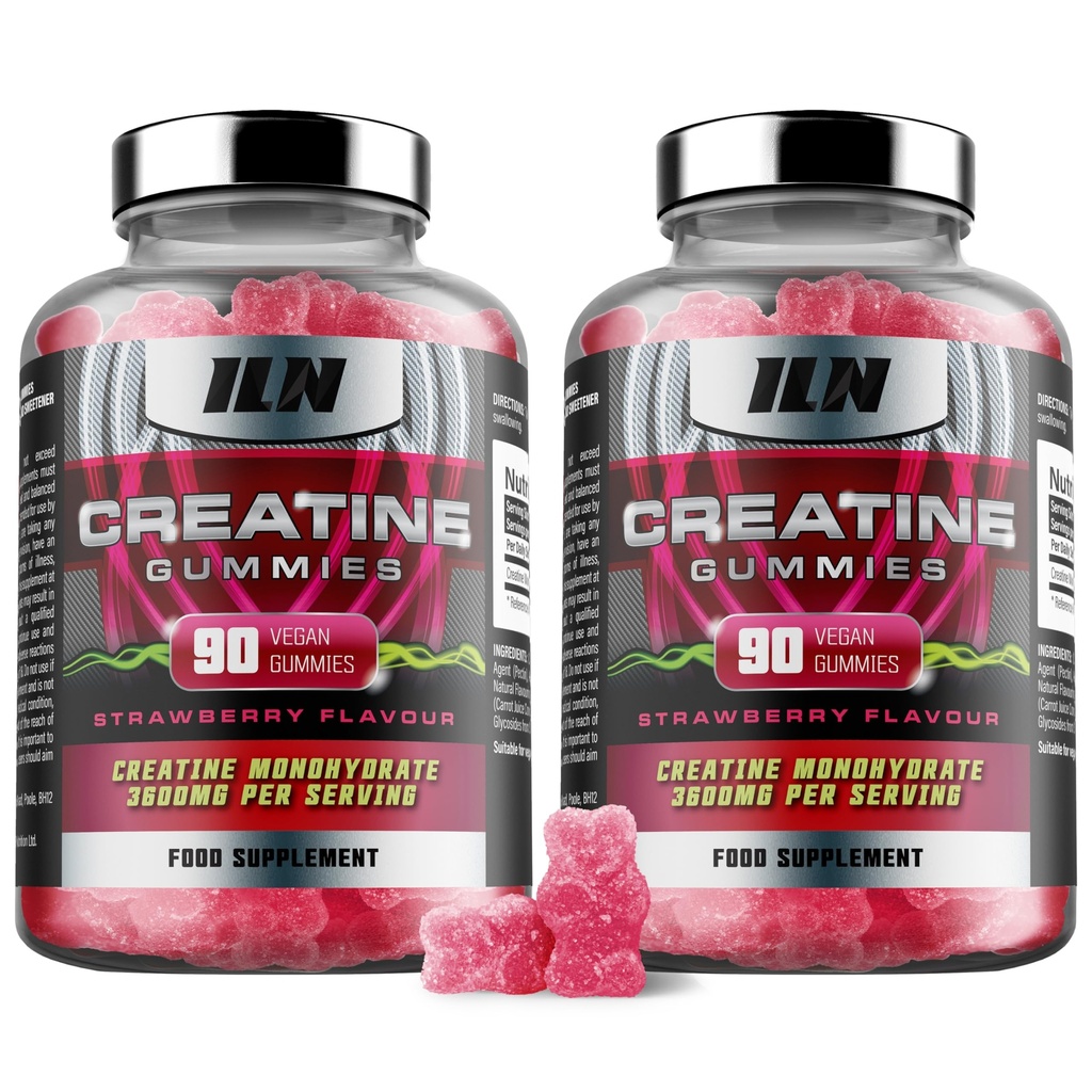 Labs fier Nutriție Creatină Monohidrat (180 Gummy Bears) - 3600 mg Per Serving - Aroma de căpșuni - Creatură de înaltă rezistență pentru bărbați și femei (180 Vegan Gummies)
