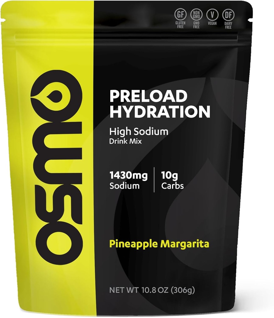 Osmo Preload Hydration Pre Workout Powder Pouch - Include bicarbonat de sodiu ridicat, magneziu, potasiu, carbohidrați și vitamine, zahăr din trestie, cramps și dehidratare Beat - Ananas Margarita (Pouch)