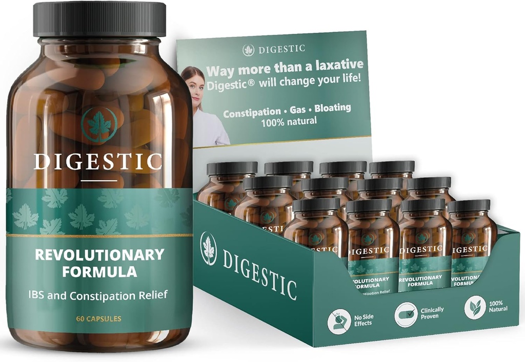 Digestic - Laxativ pentru Relief constipație - Stool Softener pentru IBS Constipație severă 100% Natural - 720 Capsule - Colon Detox Cleanse, pentru Blooting și gaz Relief - Professional Reseller Pack