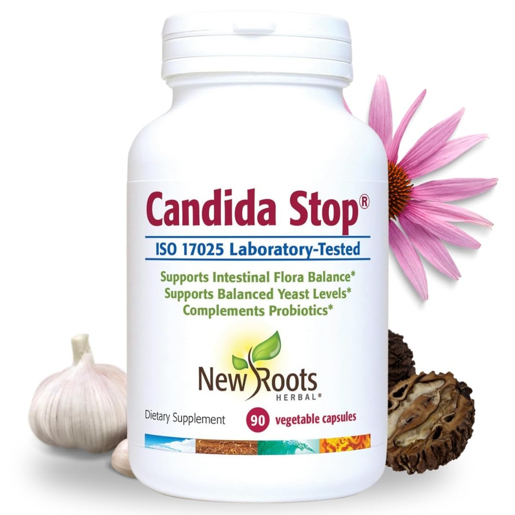 NOU ROOTS HERBAL Candida Cleanse dezintoxicare Supliment (90 capsule), Stop Candida Overgrowth, Suport echilibru Flora intestinală și Yeast Echilibrul cu 11 Pottent Herbs + Probiotice, Digestion Relief