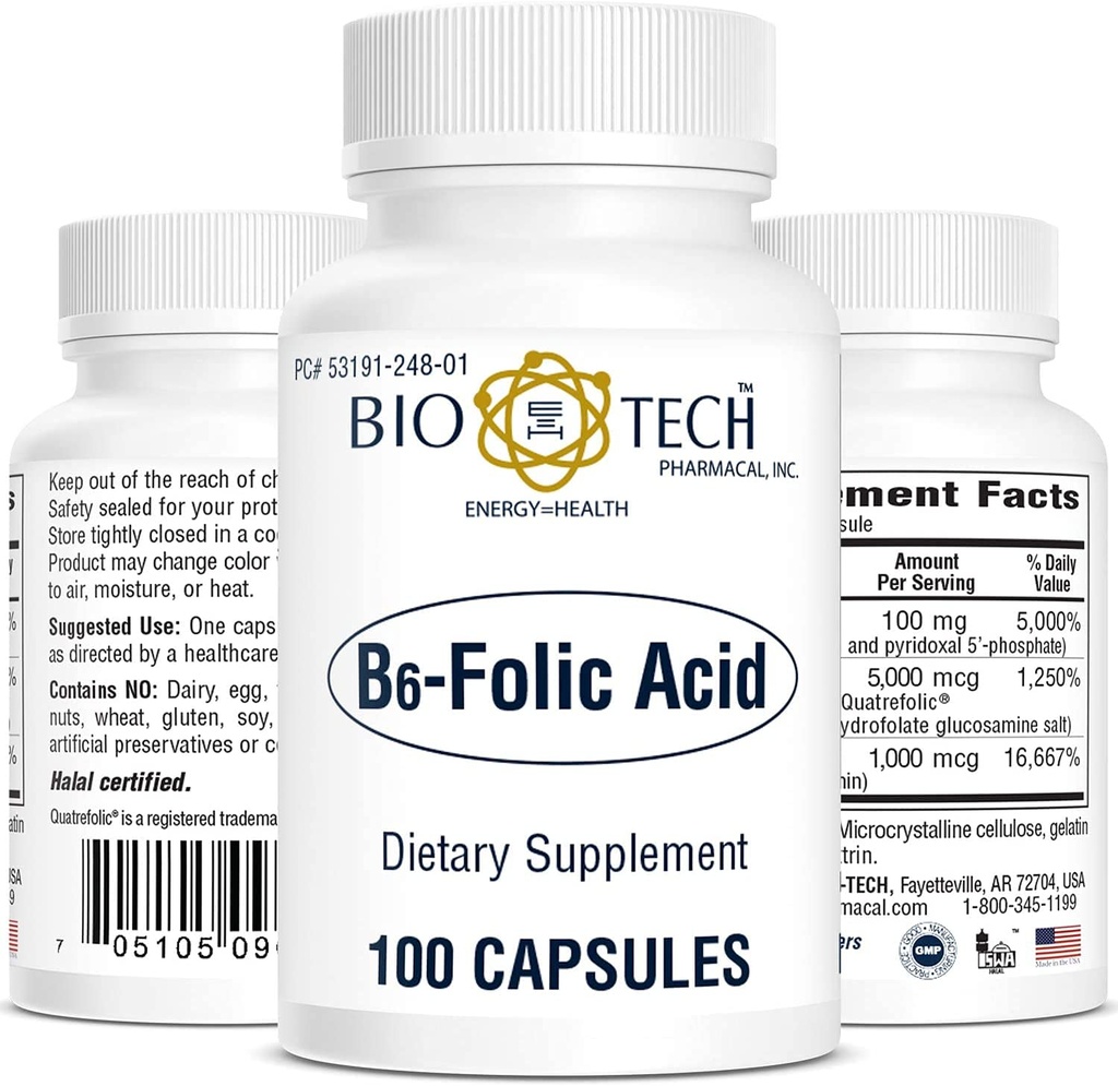 Bio-Tech Pharmacal B6-Folic Acid, 100 Capsule 