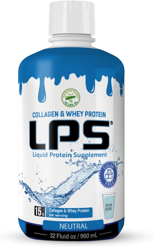 Designuri nutriționale LPS Colagen lichid și Suplimentul de proteine Whey - Sugar-Free non-GMO băutură - Promovează sănătos piele și păr pentru bărbați și femei (Neutral)