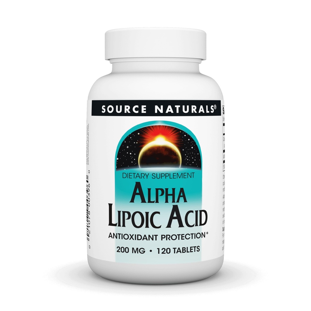 Sursa Naturals Alpha Acid lipoic 200 mg susţine metabolismul sănătos al zahărului, funcţia hepatică şi generarea energiei - 120 comprimate