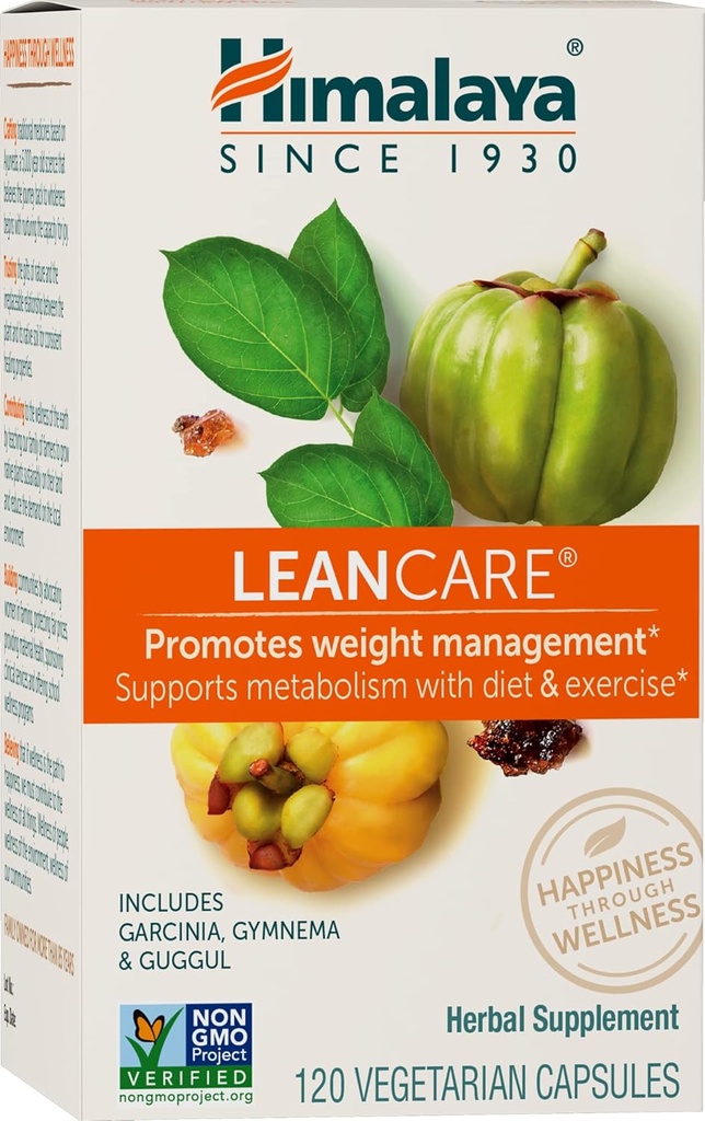 Himalaya LeanCare - Suplimentul Herbal pentru Greutate si Suport Metabolism cu Garcinia Cambogia, Gymnema Sylvere, si Guggul - Vegan, Non-GMO, Gluten Free, 600 mg, 120 Capsule