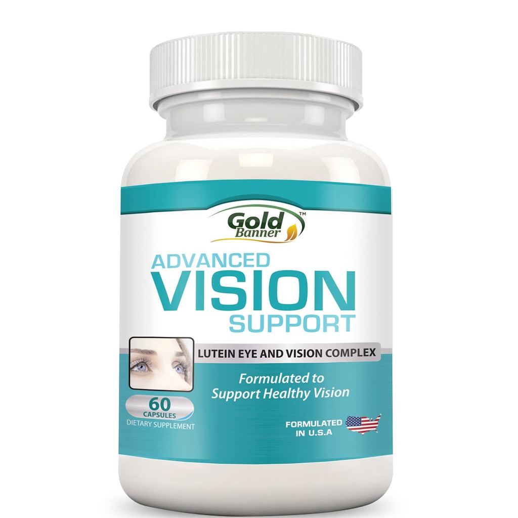 Advanced Vision Support - Lutein Eye & Vision Complex cu lutein, Bilberry, Zinc, Seminte de struguri si vitamine esentiale - Toate capsulele naturale Retina pentru sanatatea ochilor - Made in USA