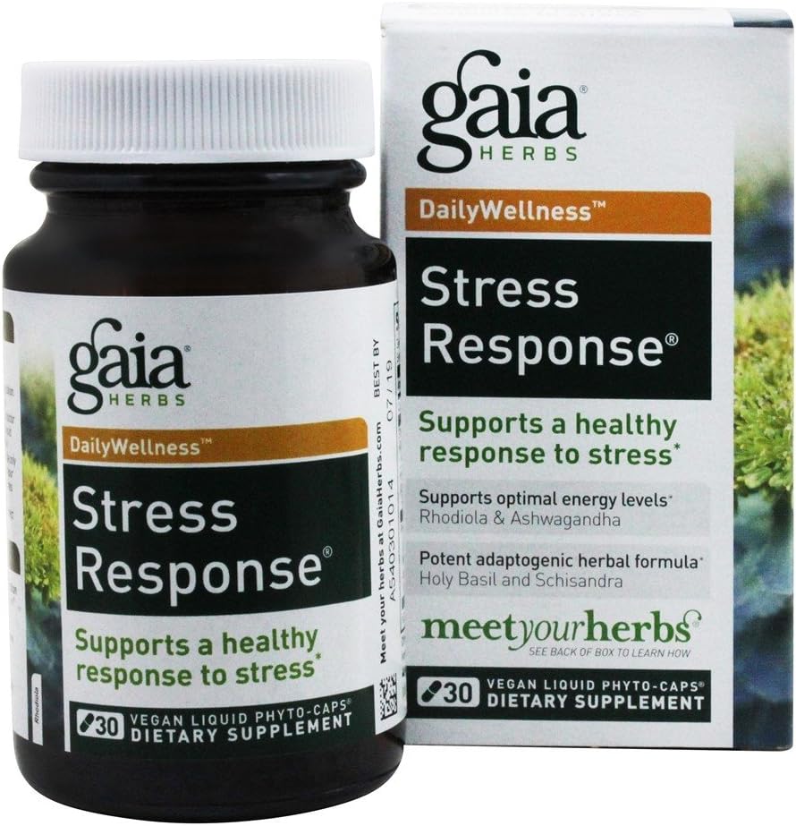 Răspunsul la stres cu Rhodiola, Ashwagandha Holy Basil (30 capsule lichide vegetariane)