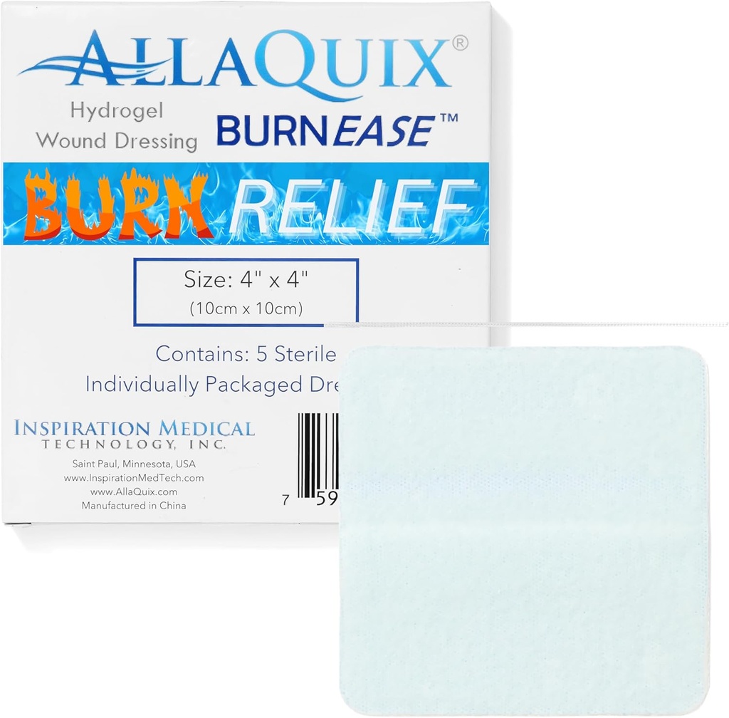 BurnEaseTM Hydrogel Burn Dressing Pads de AllaQuix 
