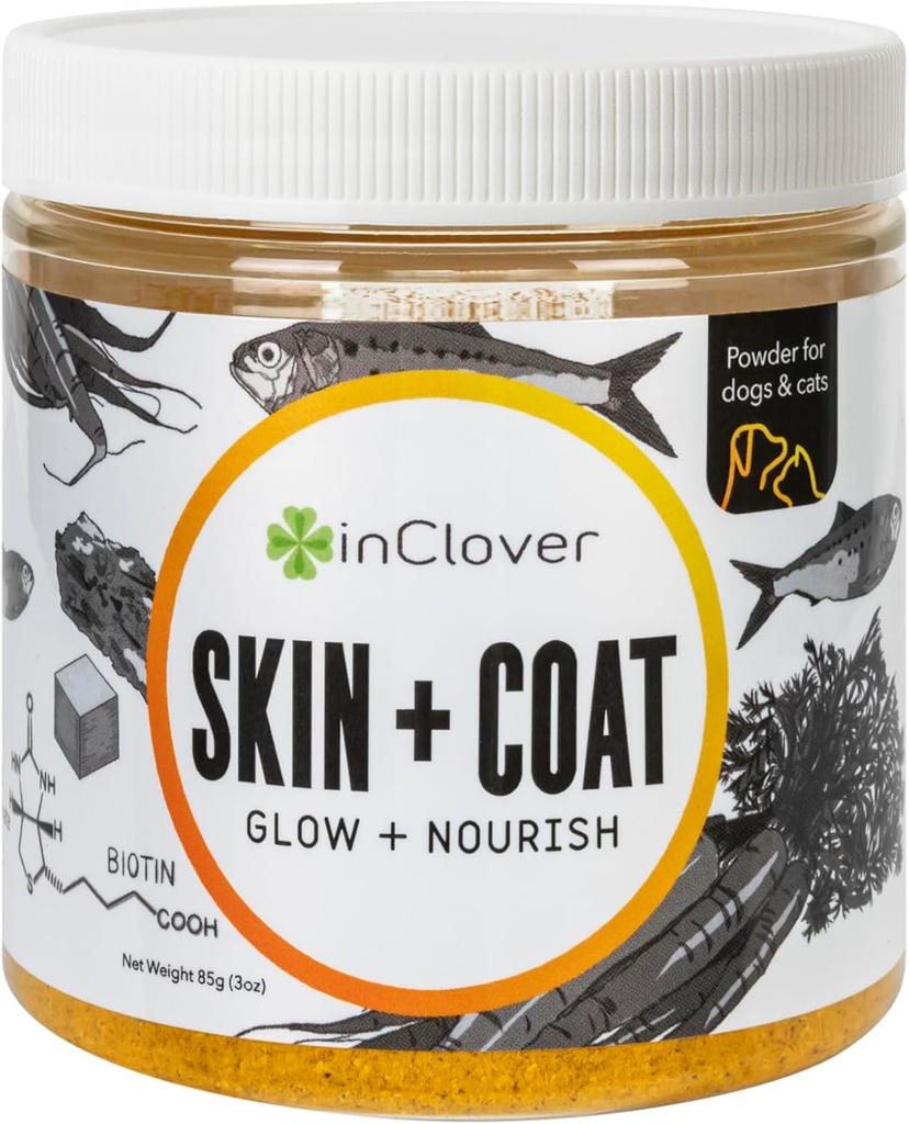 În Clover Dog Skin and Coat Supplement, Bioradiant Natural Supplement for Dogs, Healthy Skin and Coat, Fish Oil Alternative Uses Morcovi, Coconut, Omega 3's, Biotin and Zinc Soothe Skin