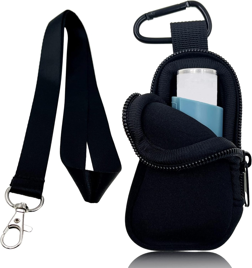 Holder Neoprene Travel case for Astm Inhaler, Handy Mini Bag for Inhaler for All Ages, Inhaler Neincluded (Black)