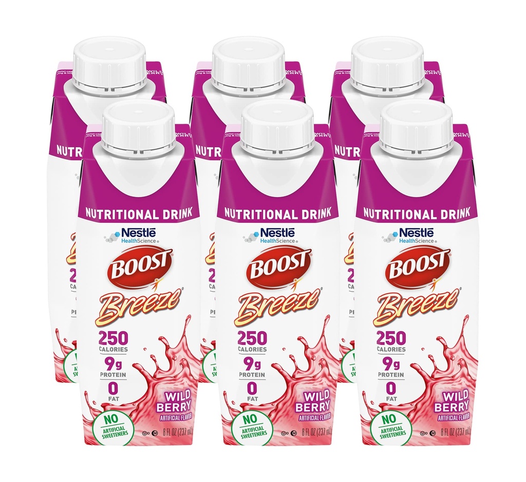 Boost Breeze Nutritional Drink Wildberry, 8 Fl Oz (Pachet de 6)