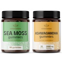 HERBAMAMA Sea Moss și Ashwagandha Kit - Bundle of 1600 mg Sea Moss with Bladderwrack & Ashwagandha Root Gummies - Vegan, Non-GMO, Gelatină-Free - 2 Pack