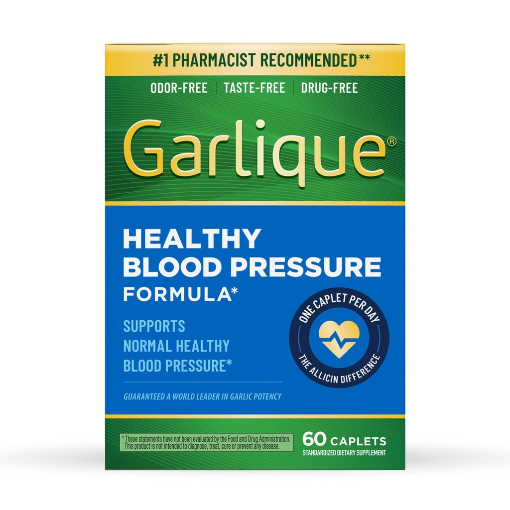 Garlique Usturoi suplimentar extract, Formula de presiune sanatoasa a sangelui, Odorless & Vegan, 60 Caplete