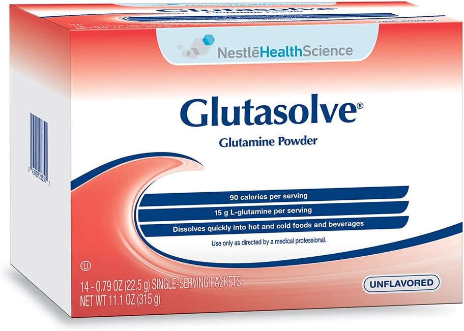 Glutasolve Glutamina pulbere, nearomatizată, 0,79 Oz Packet, 14 Pack