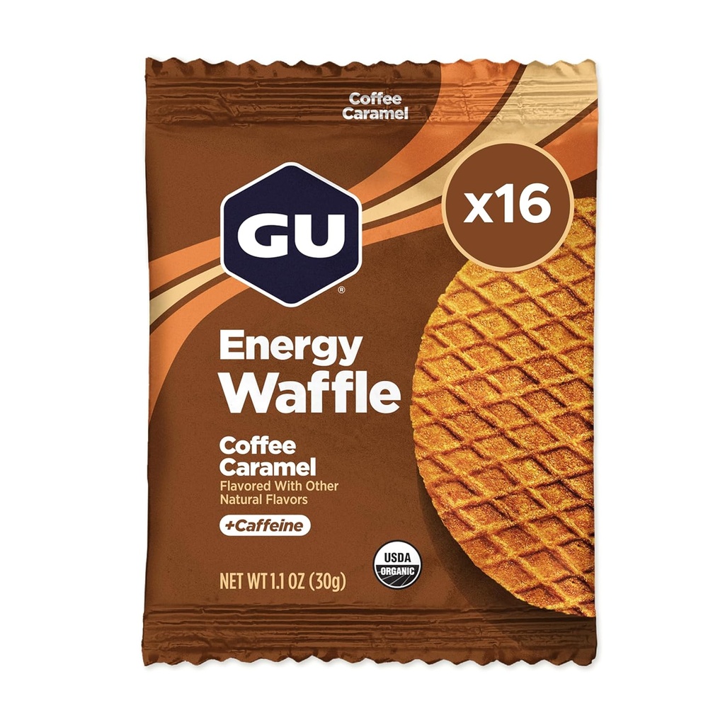 GU Energie Stroopwafel Cafea Caramel Nutriție Sport Waffle, Cafeina Inclus, și Kosher Dairy, On-The-Go Energie pentru orice antrenament, 16 Conte