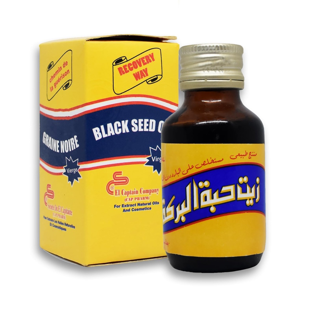 bonbalon El Capitan Black Oil Pure Cold Presed ElCaptain Al Captain Pur Natural Raw Nigella Egipt Egyptian Herbs Halal (2.11 oz / 60 ml)