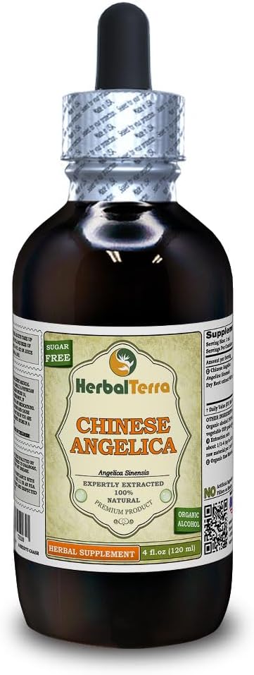 Angelica Chineză (Angelica Sinensis) Tinctură, Extract lichid de rădăcină uscat organic (Brand Name: HerbalTerra, Proudly Made in USA) 4 fl.oz (120 ml)