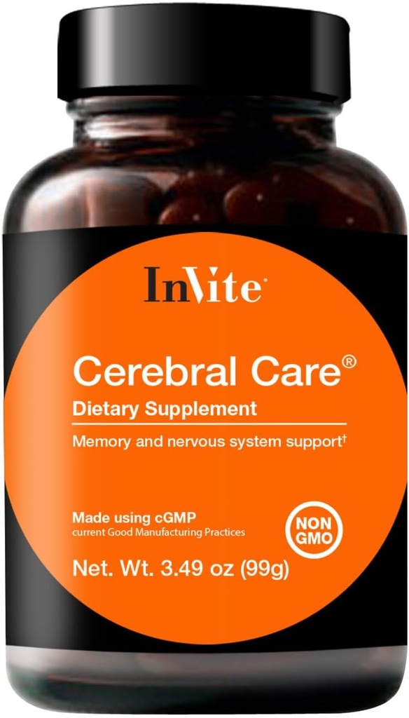 InVite Health Cerebral CareTM - Suportă sănătatea creierului inclusiv memorie, concentrare, atenție și stare de spirit - Conține inozitol, acetil-L-Carnitină, colină, fosfatidilserină, Astaxantină - 30 Servings (2-Pack)