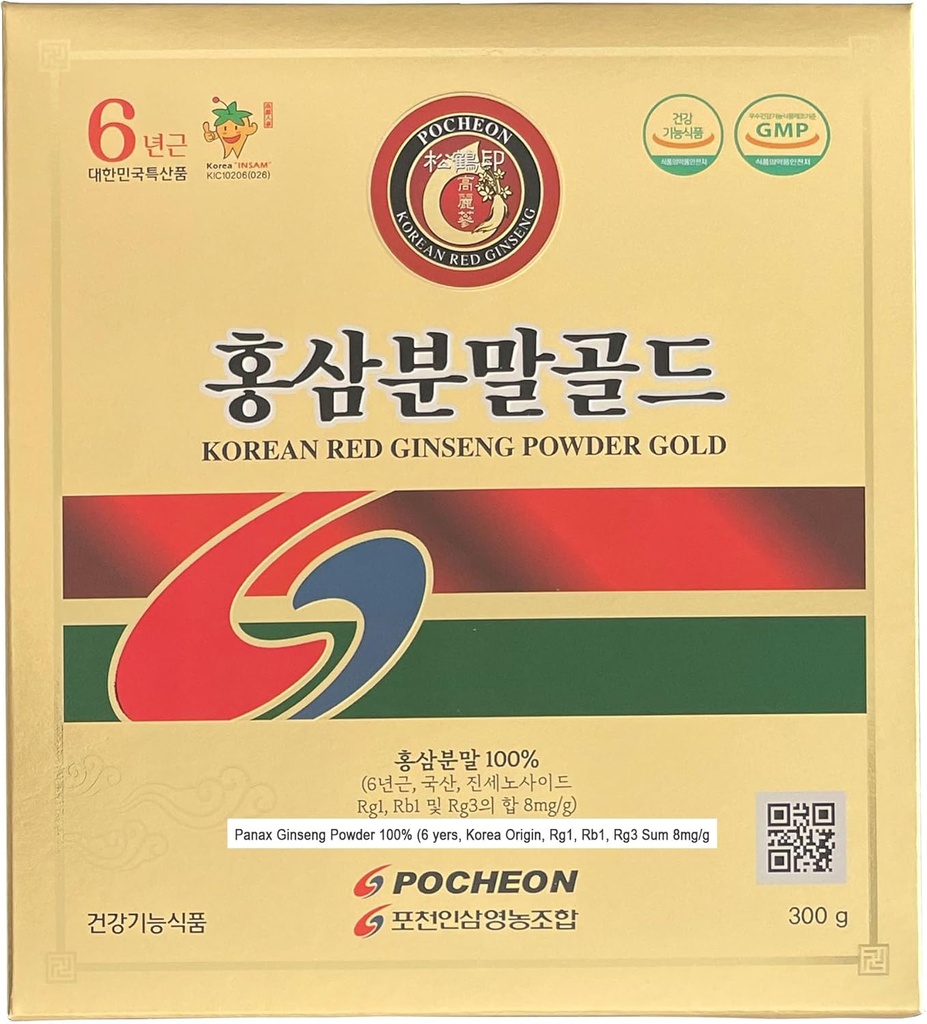 Pocheon 300g Coreean Red Ginseng pulbere de aur 6 ani, fără aditivi 100% Pure, mare ginsenosid Panax, suport imun natural