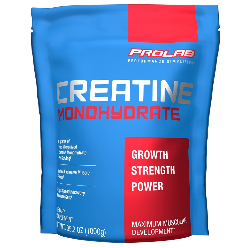 ProLab Nutriție Creatină Monohidrat Pulbere Micronizată 1000G, Creatură pură pentru rezistența musculară, Putere & Rezistență, Absorbție rapidă, Nearomat, 5000mg Per Serv (5g) (200 Serviri)