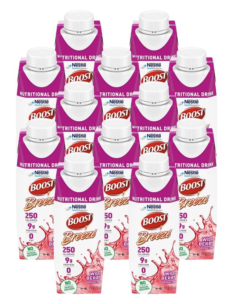 Boost Breeze Nutritional Drink Wildberry, 8 Fl Oz (Pachet de 12)