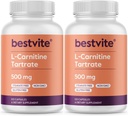 BESTVITE L-Carnitină Tartrat 500 mg per capsulă (240 capsule) (120x2) - Fără Stearet - Fără OMG-uri - fără gluten