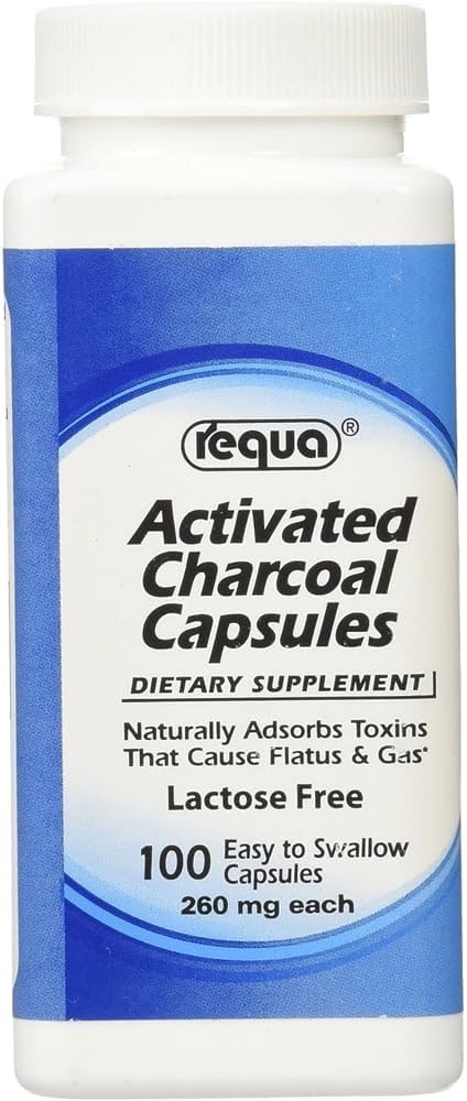 Requa Charcoal activat, 260 mg, 100 Count