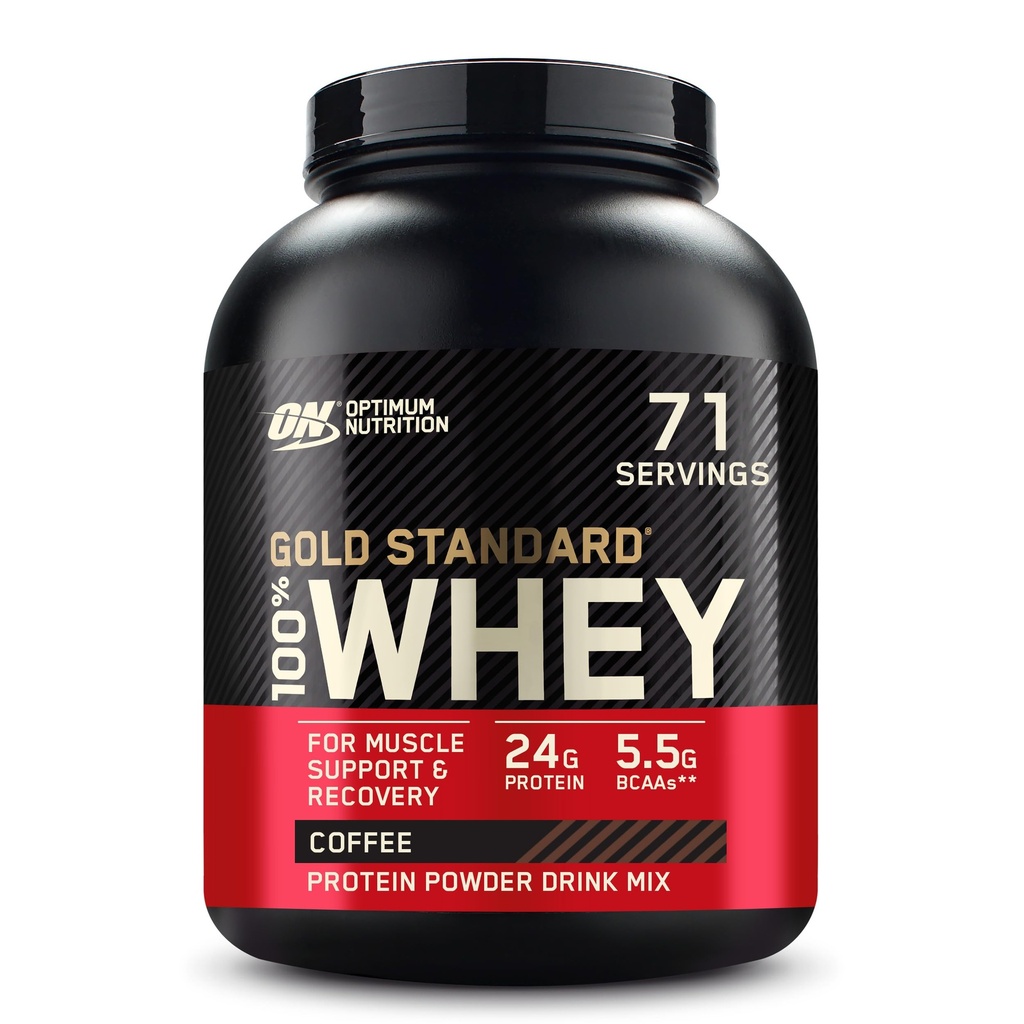 Optimum Nutrition Gold Standard 100% Whey Proteine pulbere, cafea, 5 Pound (Packaging May Vary)