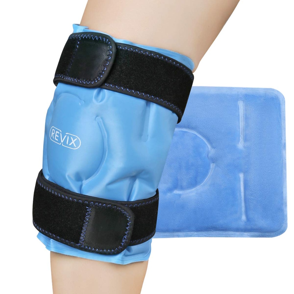 Pachet de gheață REVIX pentru ameliorarea durerii genunchi, gel reutilizabil Ice Wrap pentru leziuni ale picioarelor, Umflare, Chirurgie de înlocuire genunchi, terapia compresei reci pentru artrită, Menisc Tear și albastru ACL