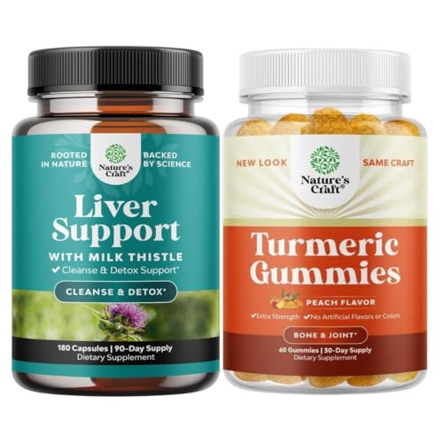 Bundle de ficat Cleanse Detox & Reparații - Silymarin Milk Thistle cu Dandelion Root Choline Beetroot Extract de Artichoke și Curcumin Curmeric Gumies cu Black Pepper Curcumin pulbere pentru sprijin comun