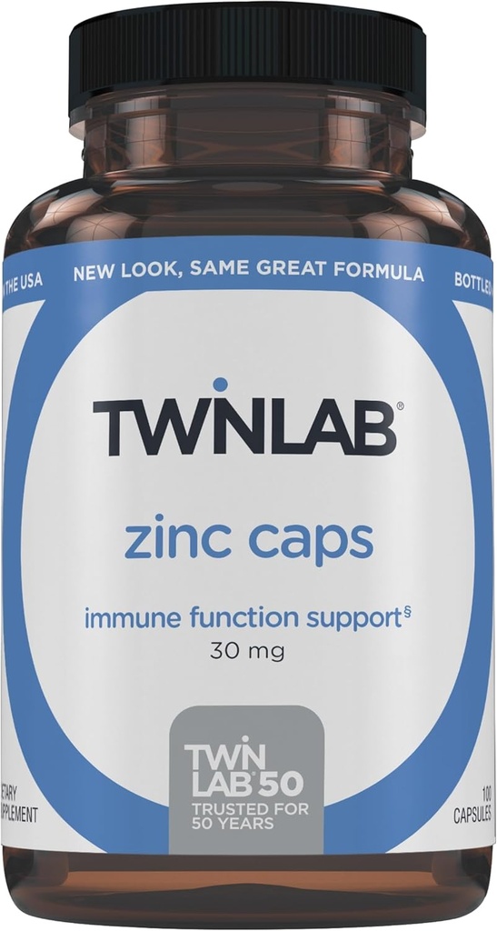 Capace de zinc Twinlab - Suport imunitar, Metabolizare, Îngrijirea pielii, 100 Capsule