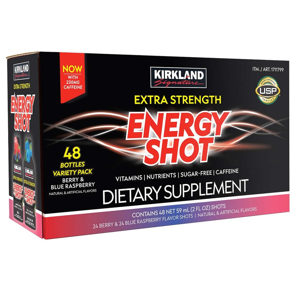 Kirkland Signature Extra Putere Energie Shot, Supliment alimentar: 48 Sticle Variety Pack de 2 Fl Oz