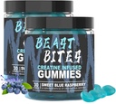 DYALE Beast Bites Creatine Bites - 5g Creatin Monohidrat Per Servire - Fără zahăr sau culori artificiale - Low-Calorie, Vegan & Halal - Blue Raspberry Flavor - 30 Gumies (2 buc)