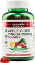 NatureWise Apple Cidru Otet Gumries - 1000 mg ACV per 2 + Vitamina B12 - Pectin pe bază de Vegan, Gluten-Free, non-GMO - 60 Conte[30-Day Supply for 1000mg or 2-Month Supply for 500mg]