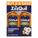 ZzzQuil Liquid Sleep Aid, Soothing Sleep, Difenhidramina 50mg HCl, Chamomile Honey Flavored, noapte de somn Liquid, Sleep Aids pentru adulți, 2 Pack, 24 FL OZ