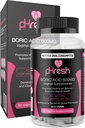 pHresh Acid Boric Supozitoare pentru femei, Sacrificii pentru uz odor, Ingrijirea Feminina Naturala Suporturi Sanatate Vaginala & Promoveaza Balance sanatoasa pH-ul - Made in USA