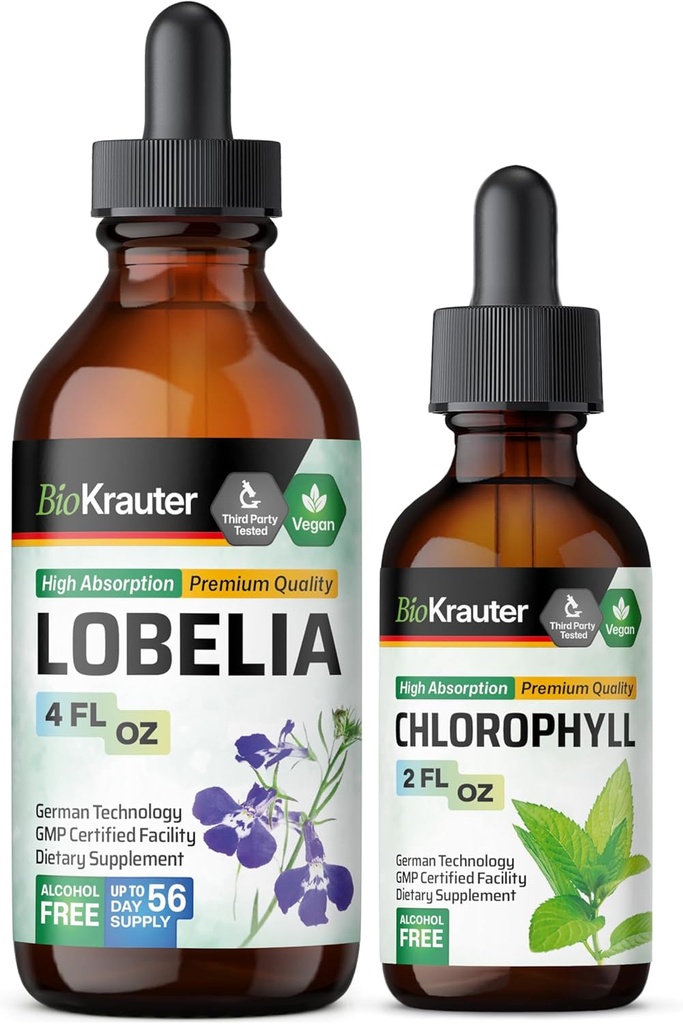 BIO KRAUTER Lobelia Tincture 4 Fl. Oz. & Clorofill Tincture 2 Fl. Oz.