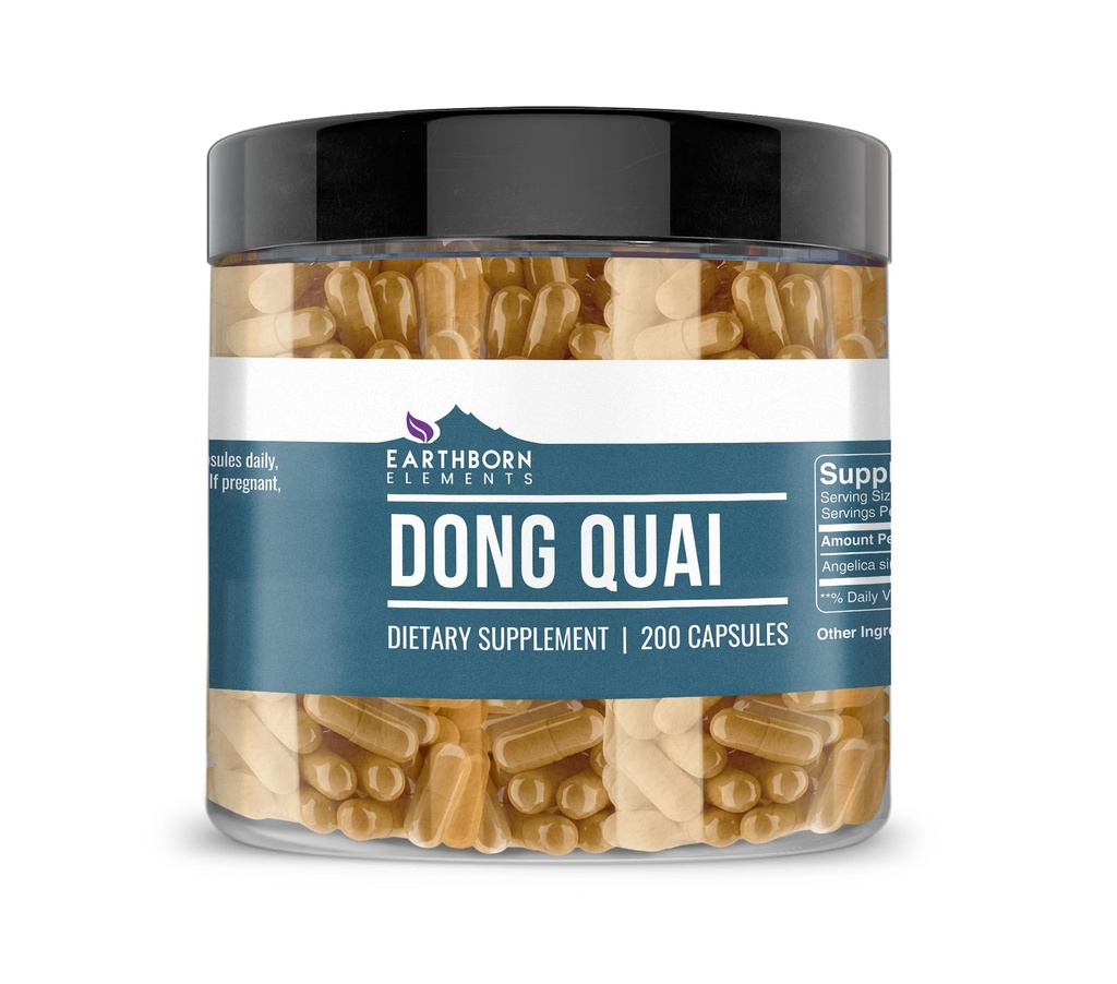 Elemente născute Pământ Dong Quai 200 Capsule, Pure & Nediluat, fără aditivi