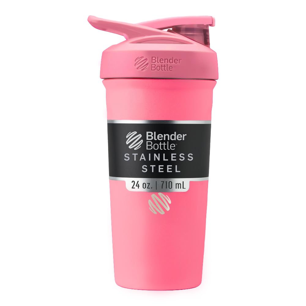 BlenderBottle Sport Izolat din oțel inoxidabil Shaker Sticla cu whisk sârmă, 24-Ounce, roz 