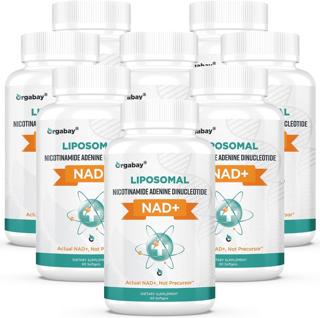 Orgabay Liposomal NAD. Supliment 500 mg, Absorbţie mare, Boost NAD+ cu TMG 250 mg, actual NAD Plus mai eficient decât Nicotinamida Ribozidă, Suport energie celulară, Îmbătrânire sănătoasă 