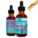 Suport hepatic & NAC, Zinc - 2 fl oz Picături lichide cu Thistle lapte, Root Dandelion, Cicoare, Turmeric, Root de sfeclă, Chanca Piedra - Liver Cleanse & Detox Supliment