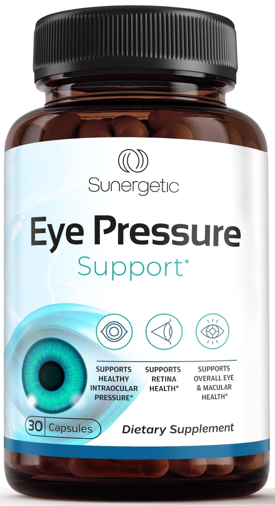 Sunergetic Premium Eye Pressure Supplement - Suplimentul de presiune pentru ochi cu Saffron, Lutein, Zeaxantină, Bilberry & Pine Bark - Suportă Sănătatea oculară și Viziunea generală - 30 Conte