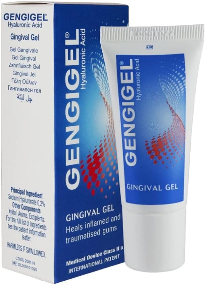 Gengigel Acid hialuronic Gel oral pentru gură și gumă Discomfort (20ml), Soothes Iritation, promovează vindecarea naturală și protejează țesutul oral delicat, nu Paraben sau SLS, Vegan & Kosher
