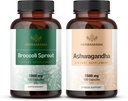 HerBAMAMA Broccoli Sprout și Ashwagandha Root Kit - Bundle de 1000 mg Broccoli Sprout & 1500 mg capsule rădăcină Ashwagandha - Vegan, non-GMO, zahăr și gelatină - 2 ambalaj